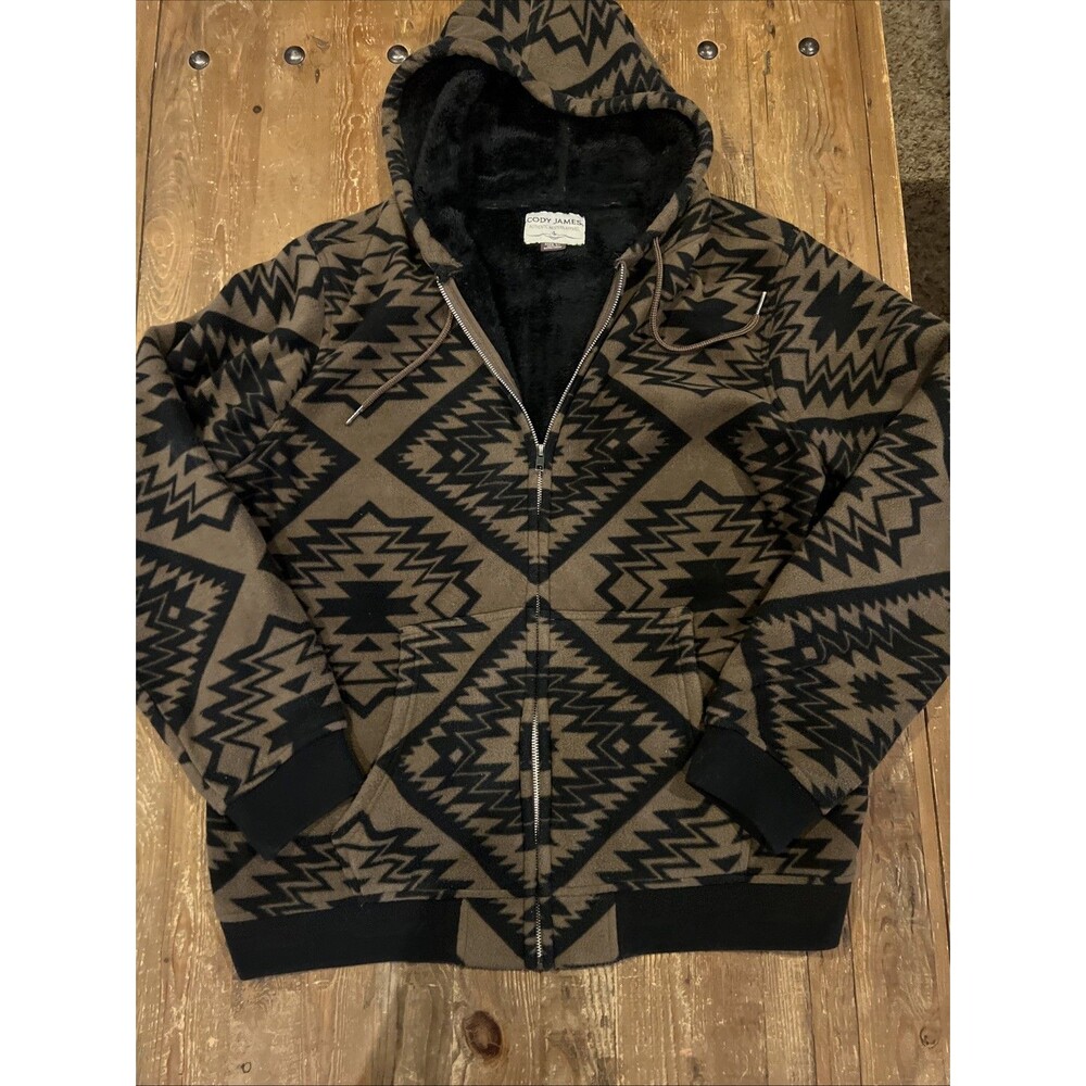Cody James Men's Basin Southwestern Print Fleece Hooded Jacket Mens Size XL
